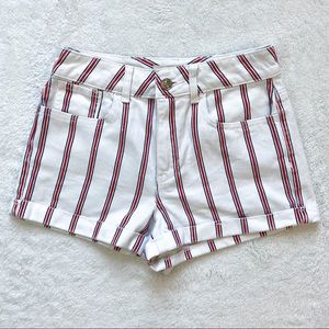 Pacsun white stripes jean mom shorts